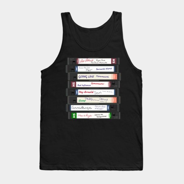 Retro British TV 90s Series VHS Video Cassettes Tank Top by Meta Cortex